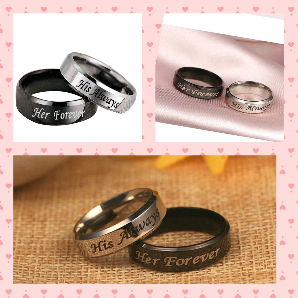 His Always/Her Forever Couple Ring Titanium Steel